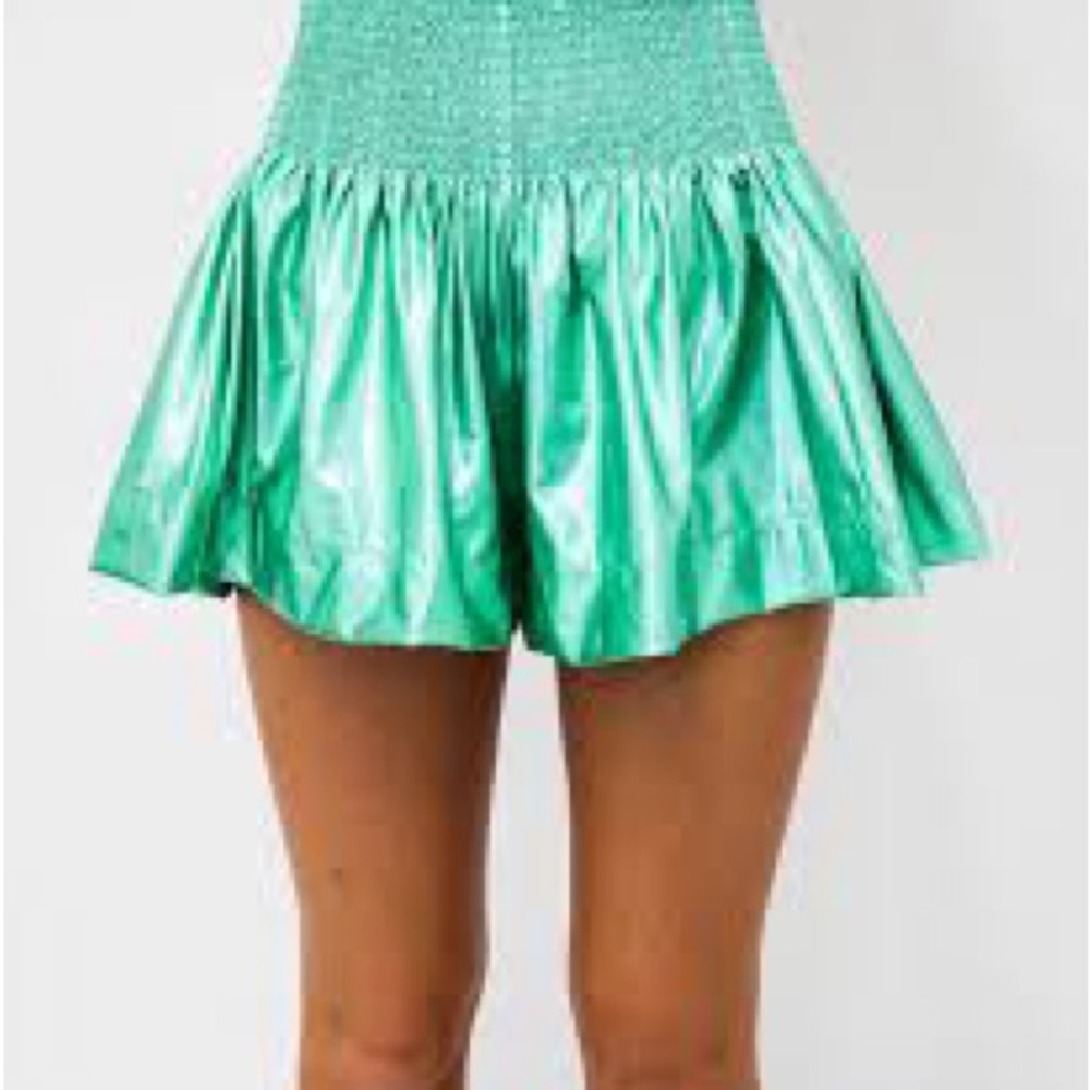 QUEEN OF SPARKLES Green Bubble Skorts Mini Resort Wear